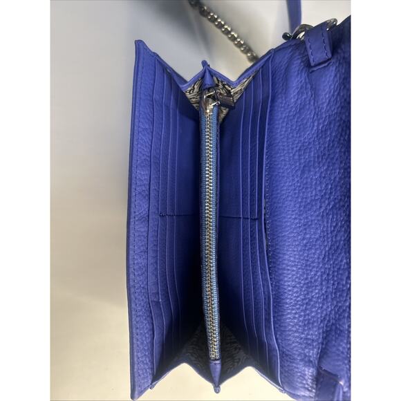 Rebecca Minkoff Leather Spiked Studded Crossbody Wallet on a Chain In Purple - Picture 5 of 9